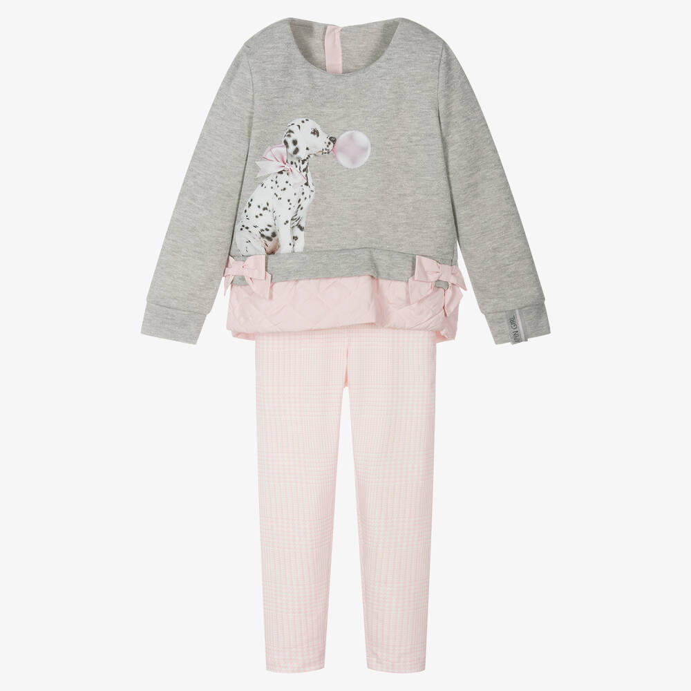 Lapin House-Girls Grey & Pink Dalmatian Leggings Set | Childrensalon Outlet