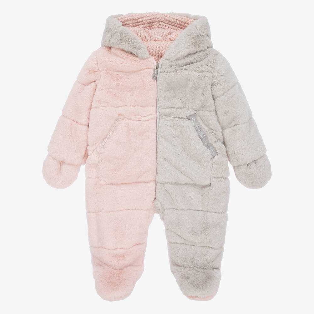 Lapin House - Combi-pilote grise rose Fille | Childrensalon