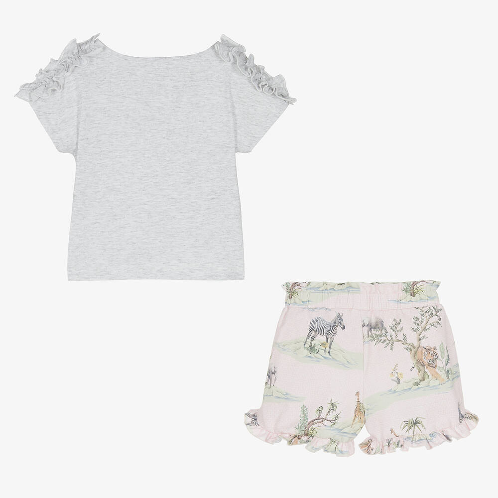 Lapin House-Серый топ и розовые шорты с принтом сафари | Childrensalon Outlet