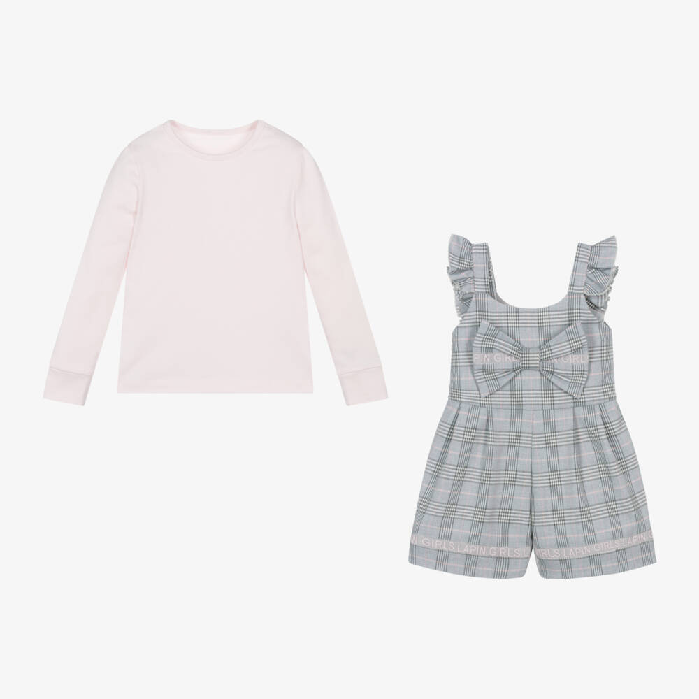 Lapin House-Girls Grey Plaid Bow Outfit | Childrensalon Outlet