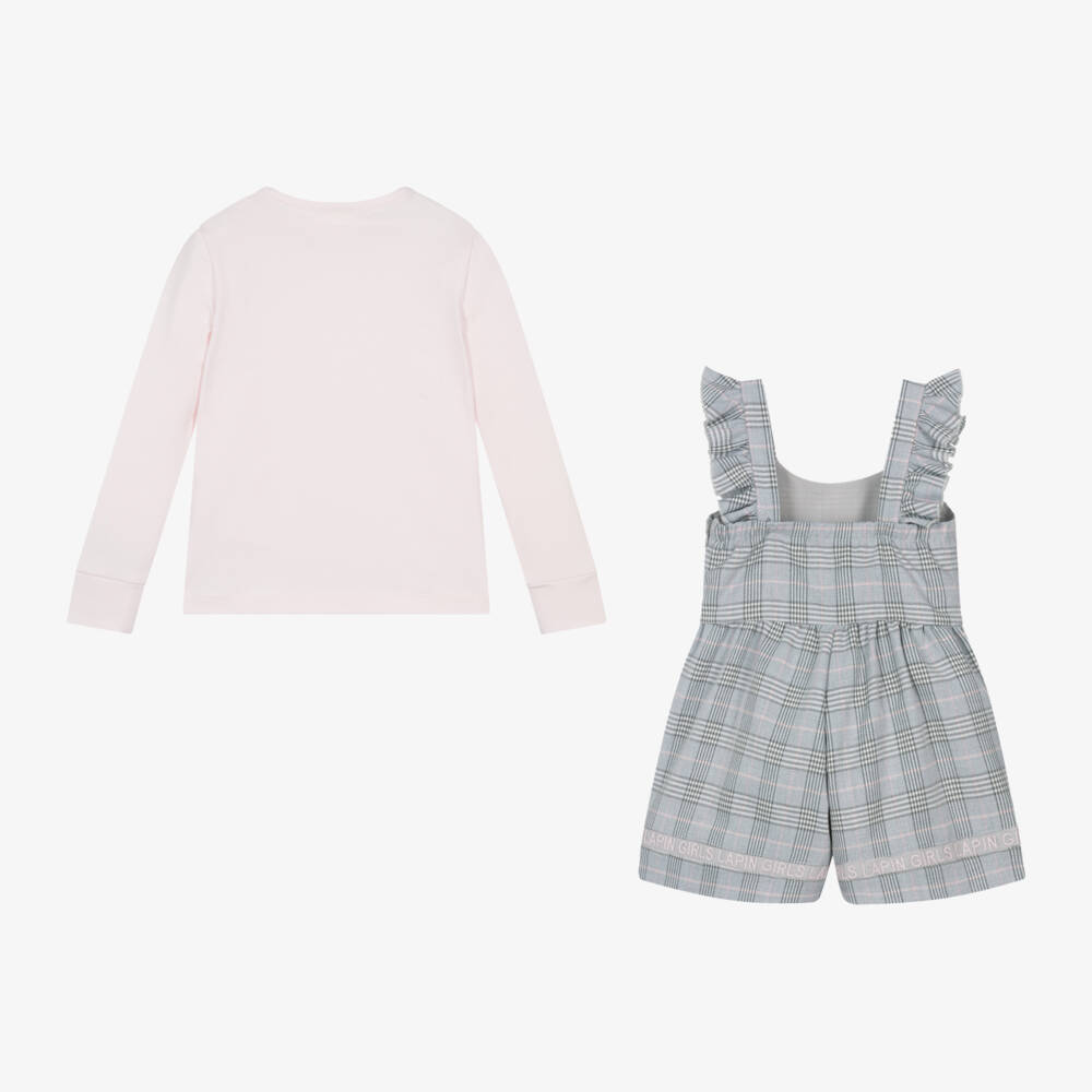 Lapin House-Girls Grey Plaid Bow Outfit | Childrensalon Outlet