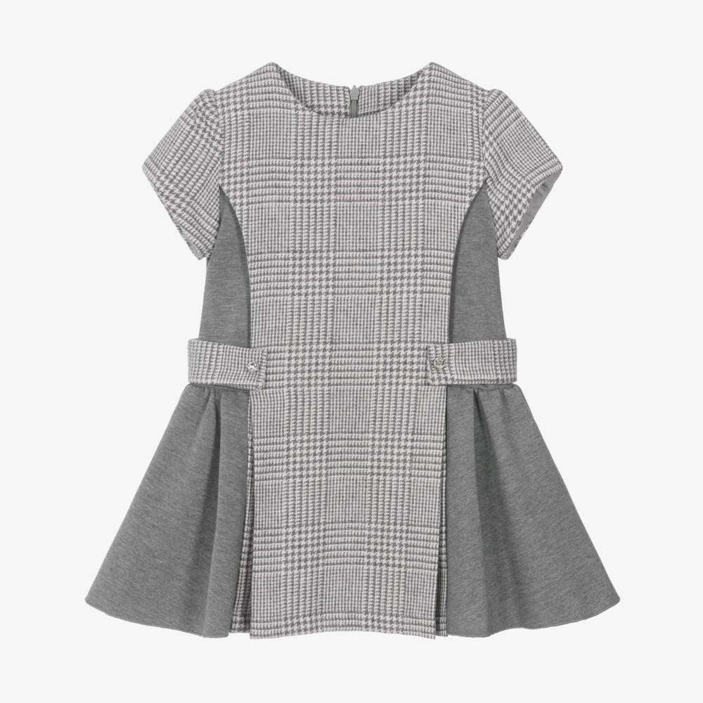 Lapin House-Girls Grey Prince of Wales Check Cashmere Dress | Childrensalon Outlet