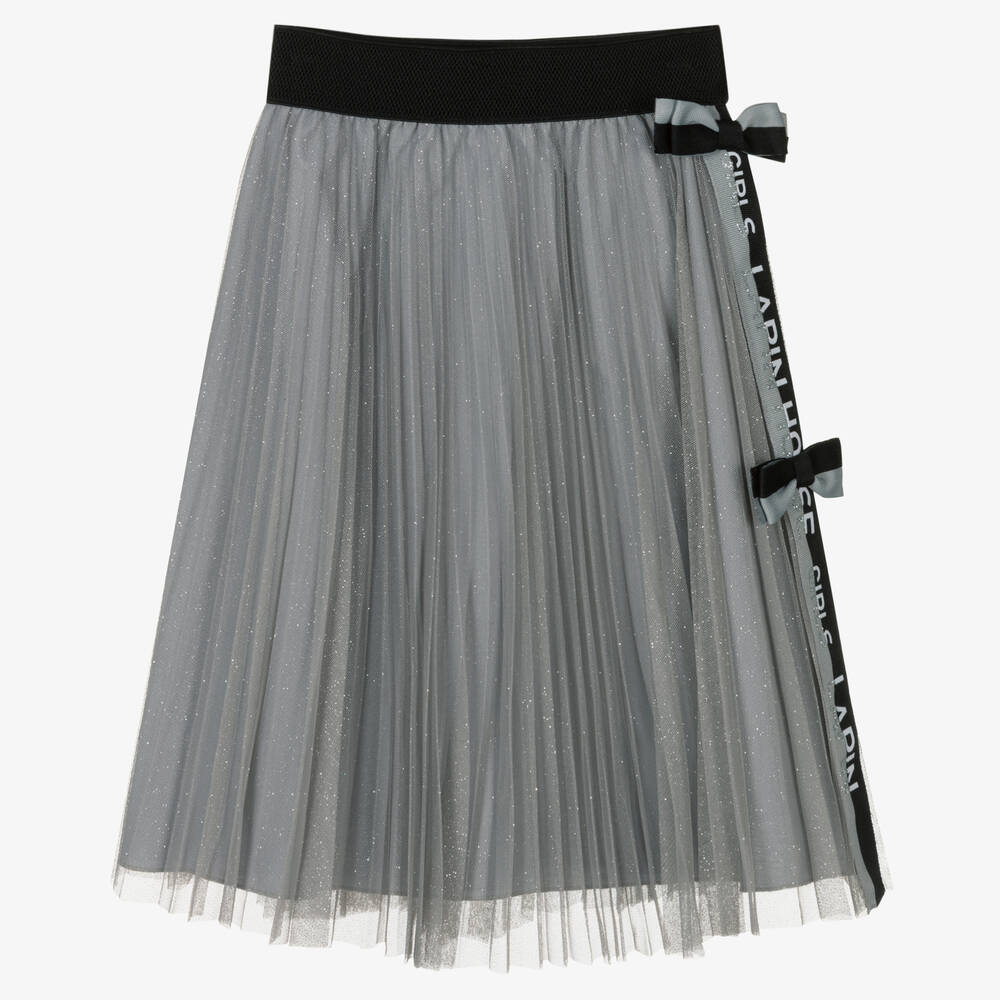 Lapin House Girls Grey Tulle Pleated Skirt Childrensalon Outlet