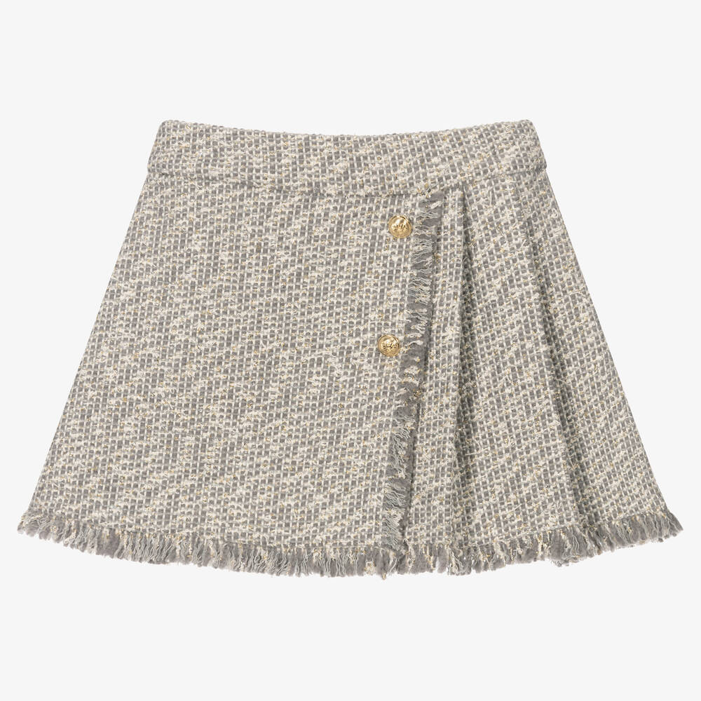 Lapin House - Girls Grey Tweed Skirt | Childrensalon