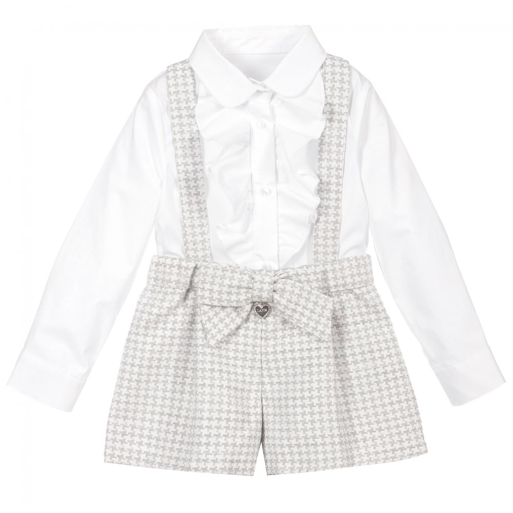 Lapin House - Girls Grey & White Shorts Set | Childrensalon