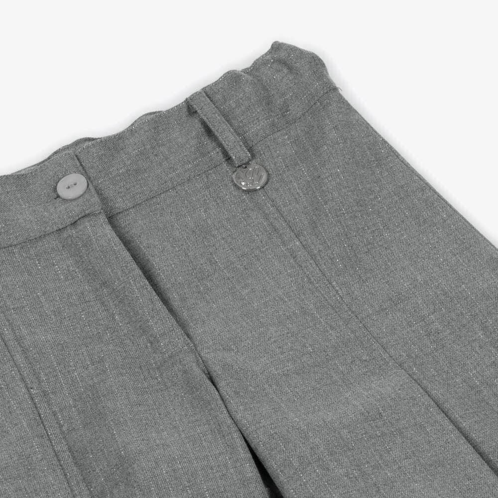 Lapin House-Girls Grey Wide-Leg Trousers with Metallic Silver Stripe | Childrensalon Outlet