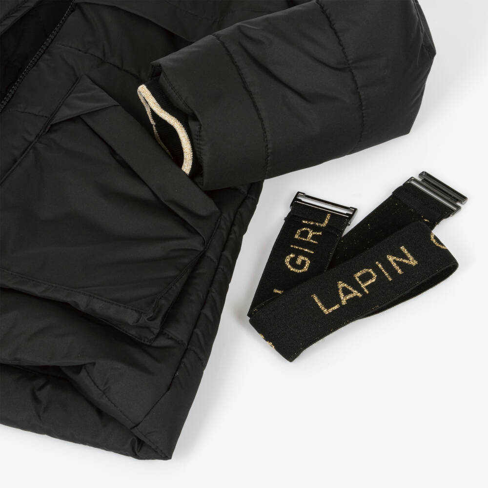 لابين هاوس-معطف بافر بهودي لون أسود للبنات | Childrensalon Outlet