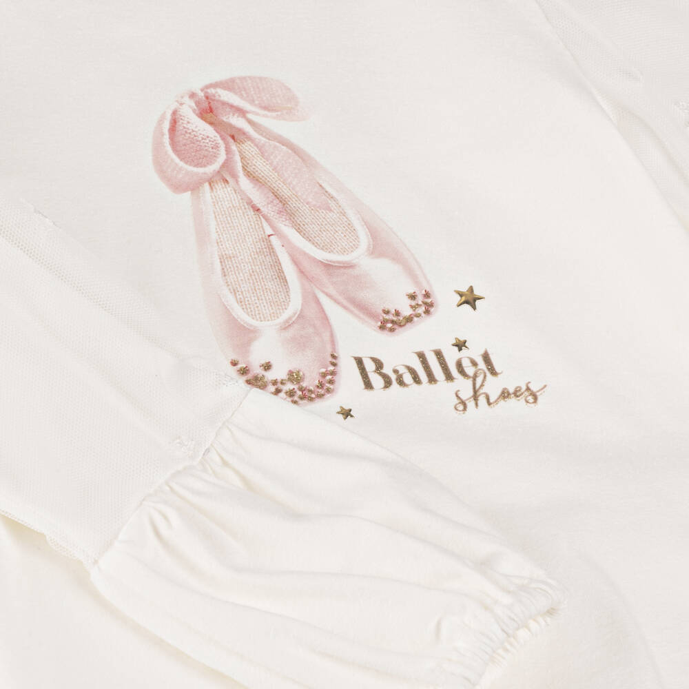 Lapin House-Girls Ivory Ballet Print Top | Childrensalon Outlet