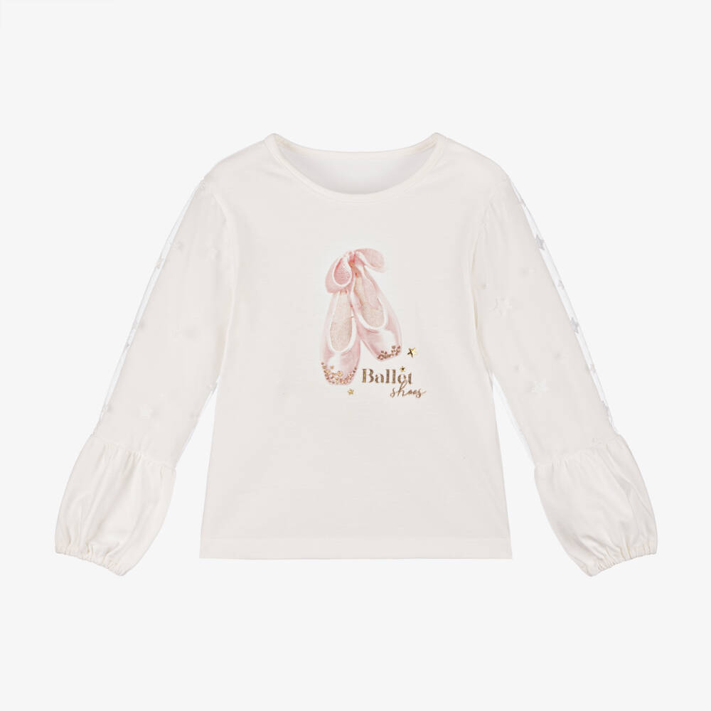 Lapin House-Girls Ivory Ballet Print Top | Childrensalon Outlet