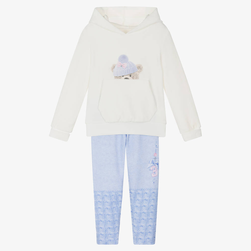 Lapin House - Girls Ivory Bear Hoodie & Leggings Set | Childrensalon