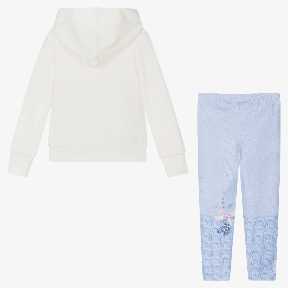Lapin House-Girls Ivory Bear Hoodie & Leggings Set | Childrensalon Outlet