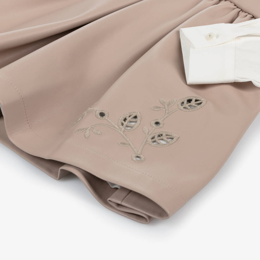 Lapin House-Girls Ivory & Beige Pleather Dress | Childrensalon Outlet