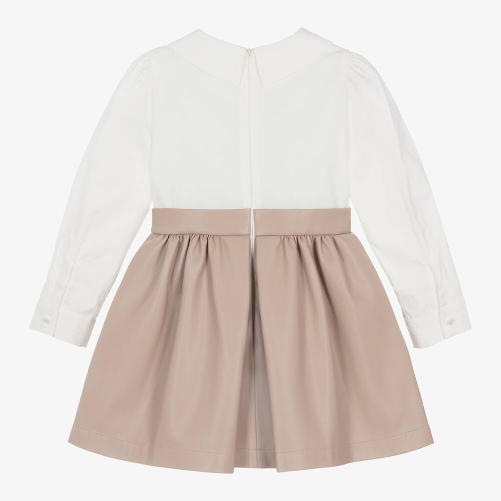 Lapin House-Girls Ivory & Beige Pleather Dress | Childrensalon Outlet