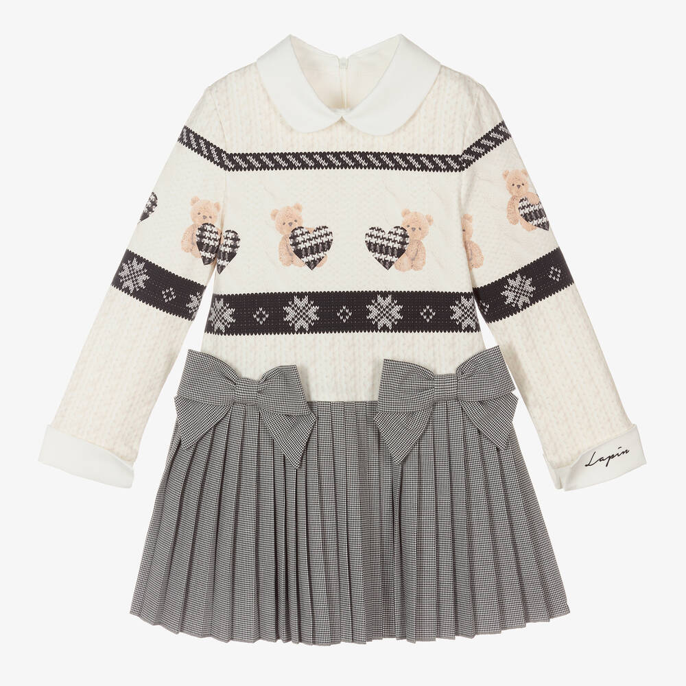 Lapin House - Robe ivoire et noire fille | Childrensalon