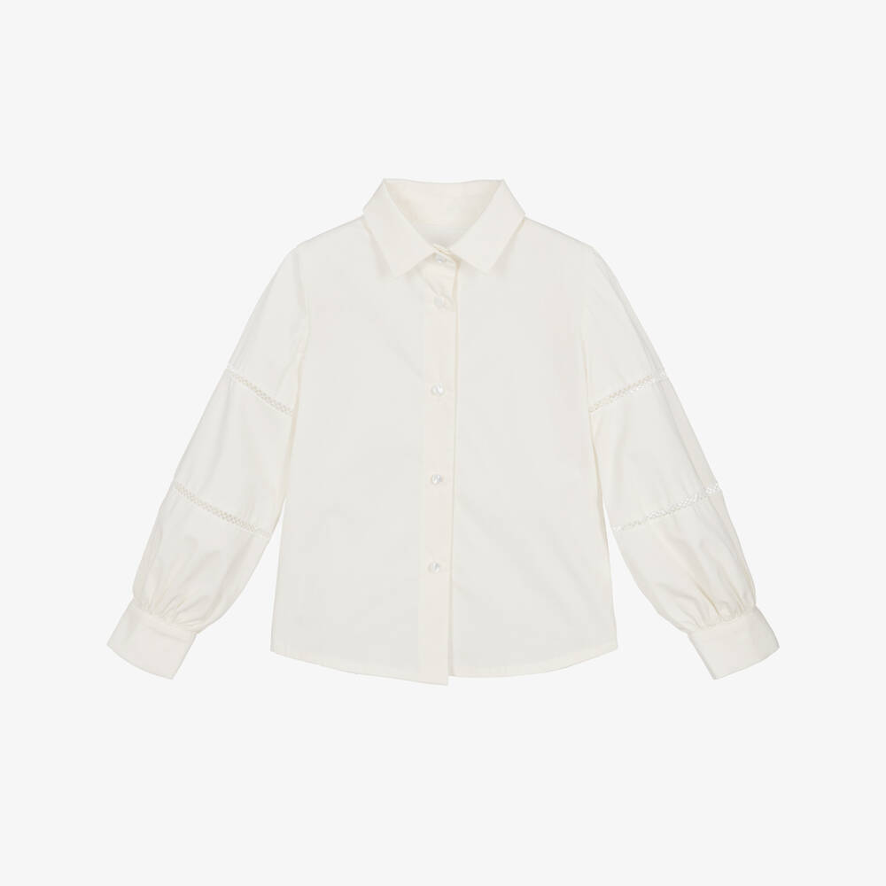 Lapin House-Girls Ivory Blouse with Embroidered Detail | Childrensalon Outlet