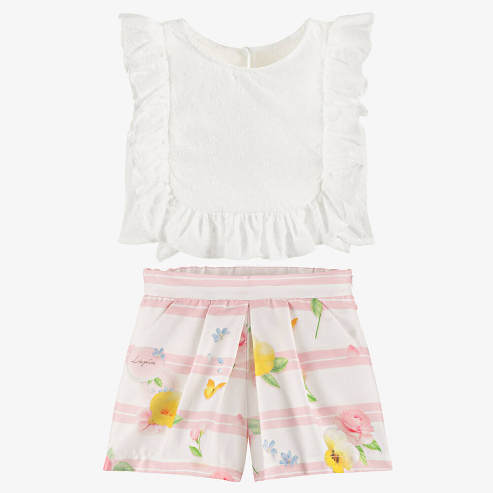 Lapin House-Кремовый и розовый цветочный ансамбль для девочек | Childrensalon Outlet