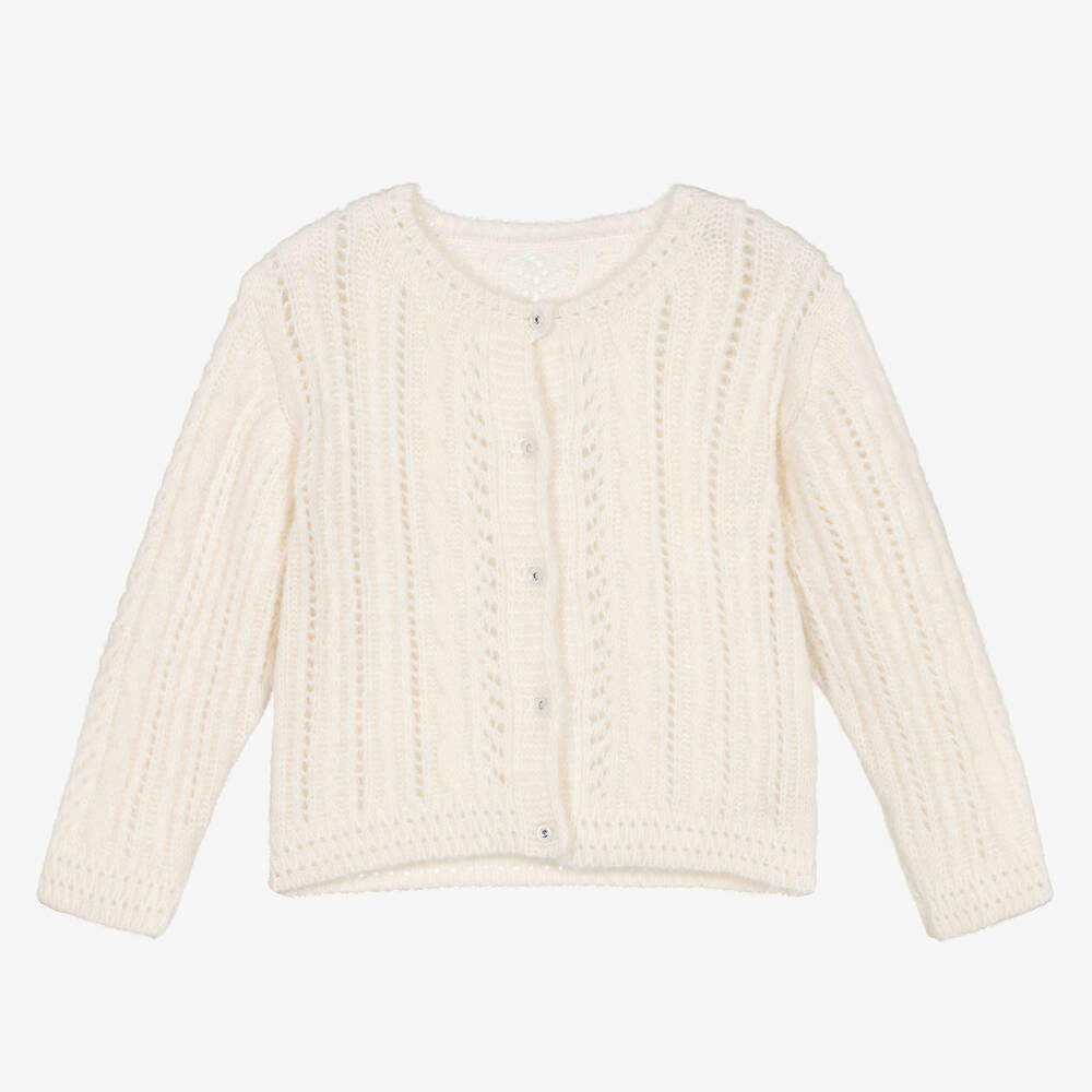 Lapin House - Girls Ivory Cable Knit Cardigan | Childrensalon