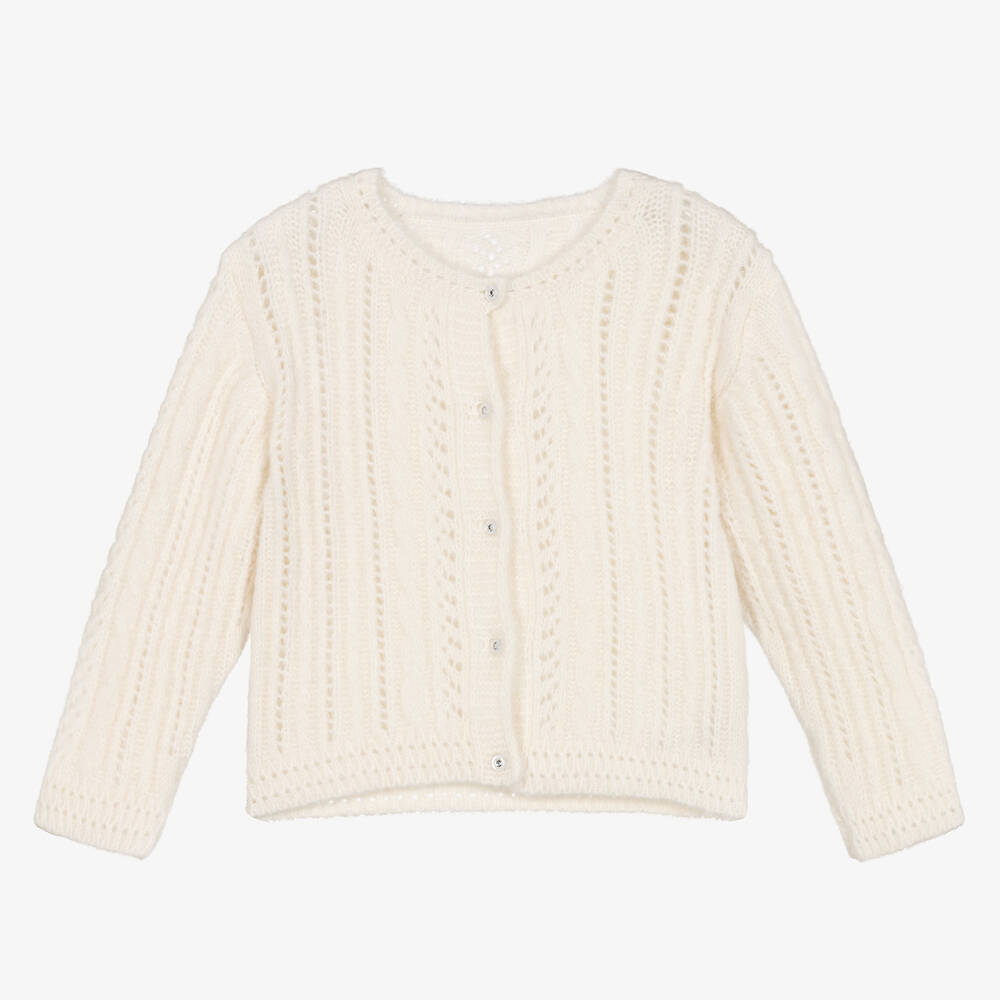 Lapin House-Girls Ivory Cable Knit Cardigan | Childrensalon Outlet