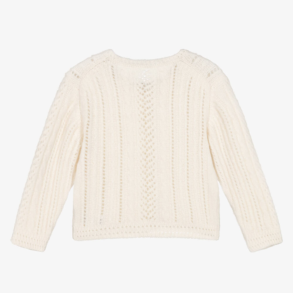 لابين هاوس-كارديغان مزيج صوف محبوك لون عاجي للبنات | Childrensalon Outlet