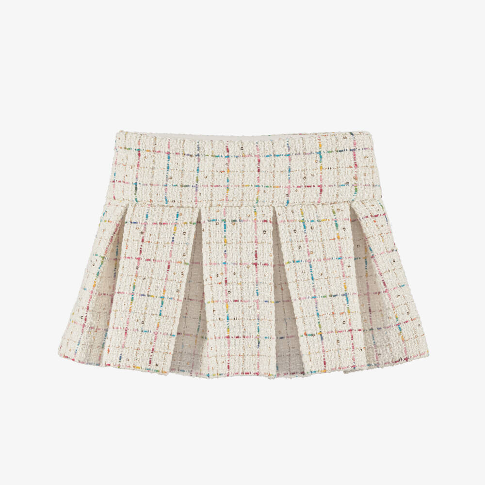 Lapin House-Girls Ivory Check Tweed Skirt | Childrensalon Outlet
