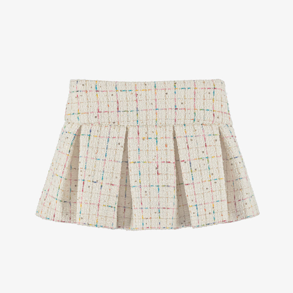 Lapin House-Girls Ivory Check Tweed Skirt | Childrensalon Outlet