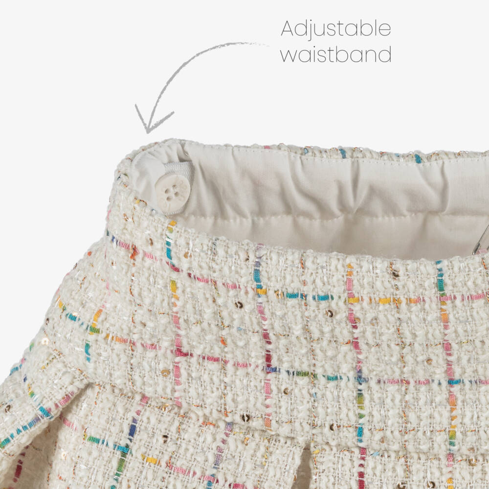 Lapin House-Girls Ivory Check Tweed Skirt | Childrensalon Outlet