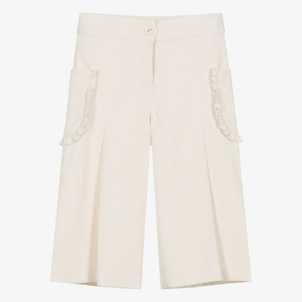 Lapin House - Girls Ivory Corduroy Pocket Culottes | Childrensalon