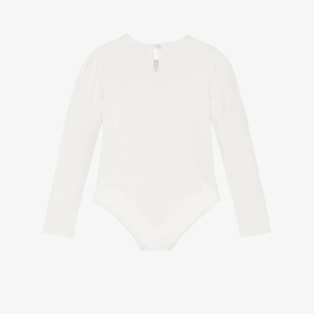 Lapin House-Girls Ivory Cotton Bodysuit with Diamanté Bow | Childrensalon Outlet