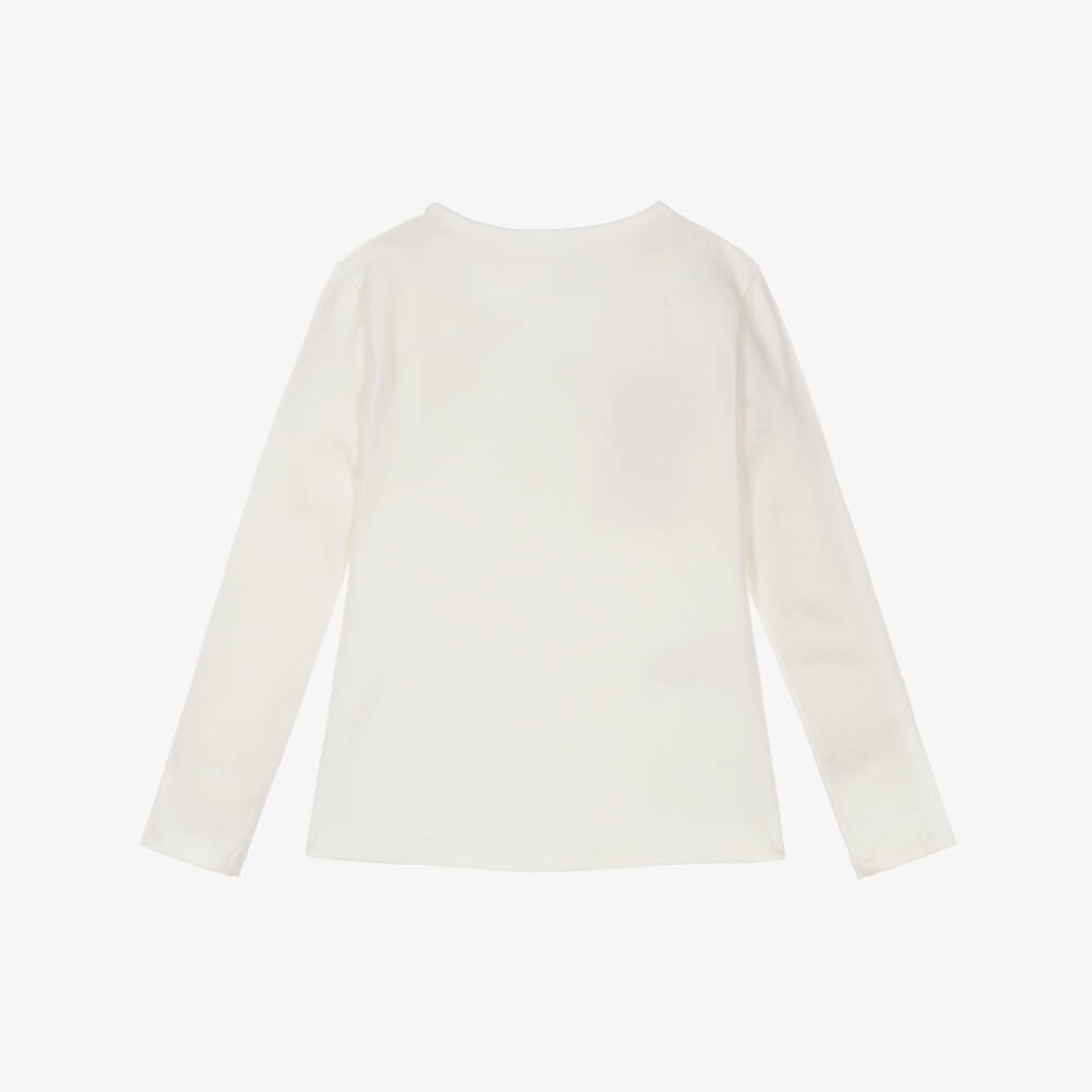 Lapin House-Girls Ivory Cotton Cutie Teddy Bear Top | Childrensalon Outlet