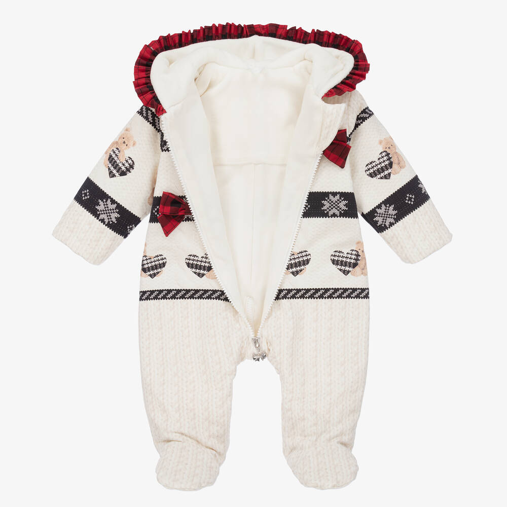 Lapin House-Girls Ivory Cotton Pramsuit | Childrensalon Outlet