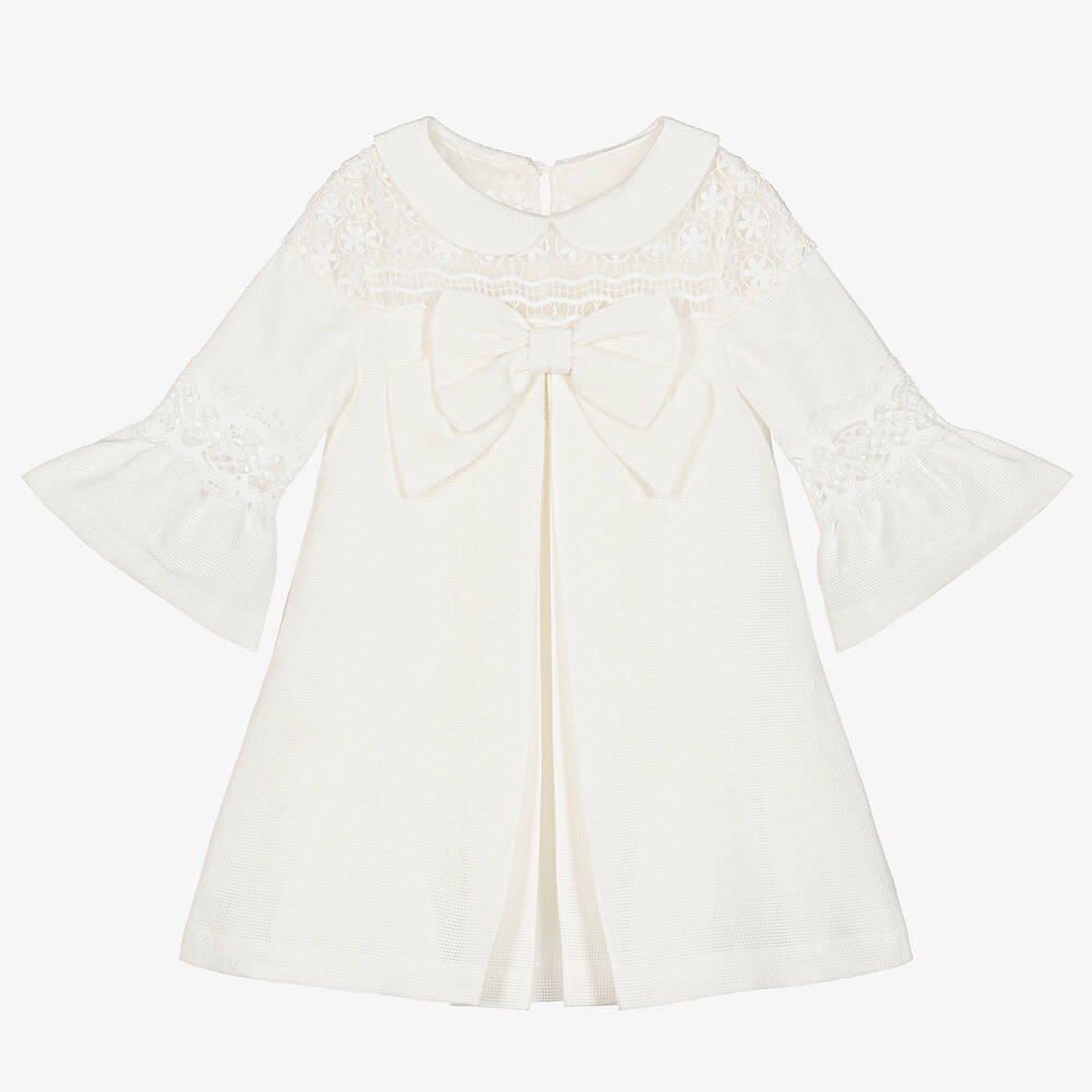 Lapin House - Girls Ivory Cotton & Silk Dress | Childrensalon