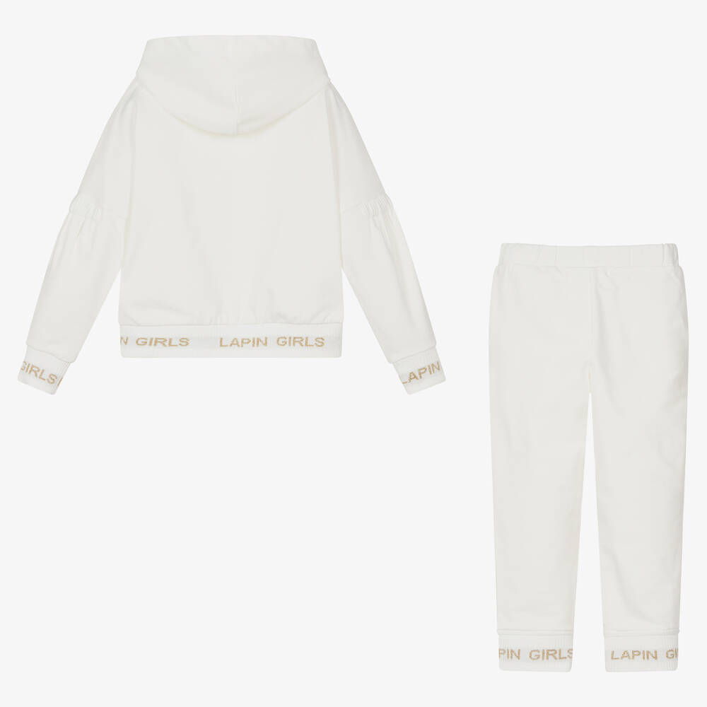 Lapin House Girls Ivory Cotton Tracksuit Childrensalon Outlet