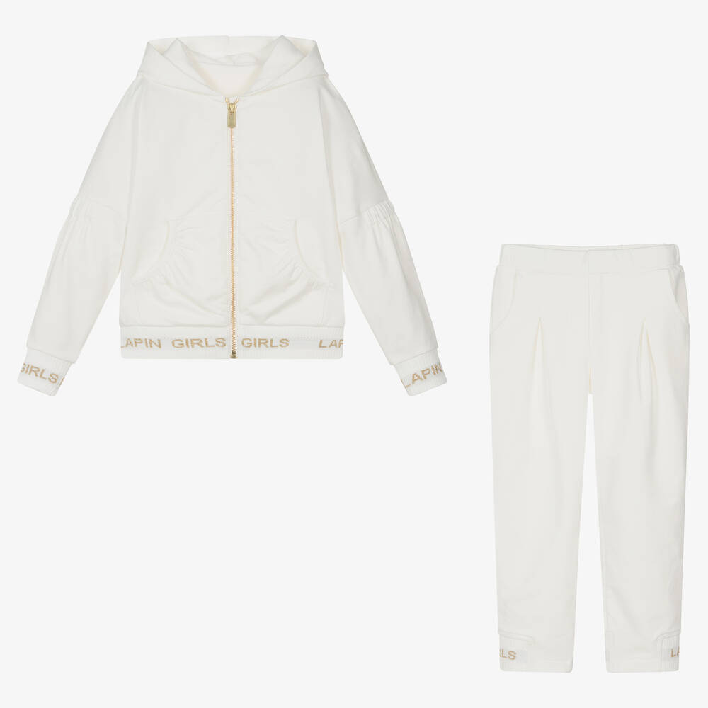 Lapin House-بدلة رياضية قطن جيرسي لون عاجي للبنات | Childrensalon Outlet