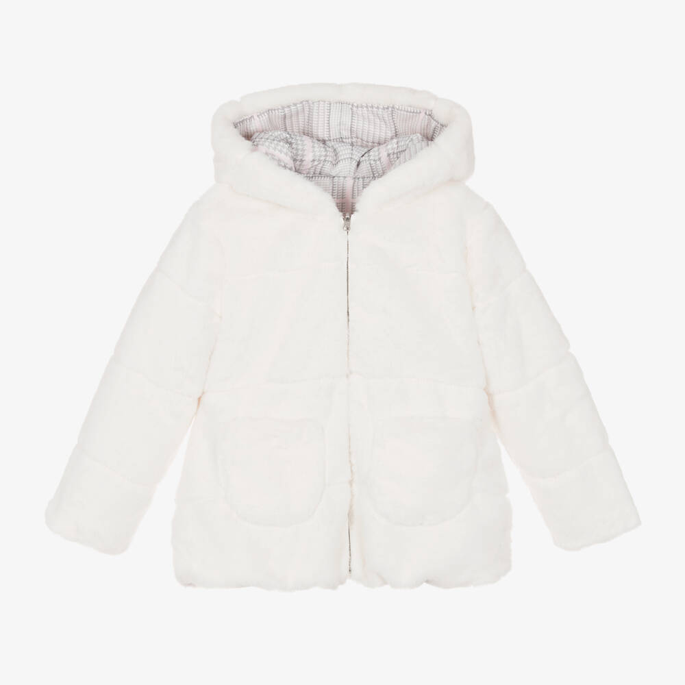 Lapin House-Girls Ivory Dual-Sided Fur Coat | Childrensalon Outlet