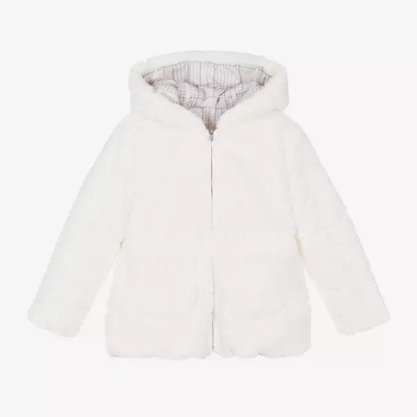 Lapin House-Girls Ivory Dual-Sided Fur Coat | Childrensalon Outlet