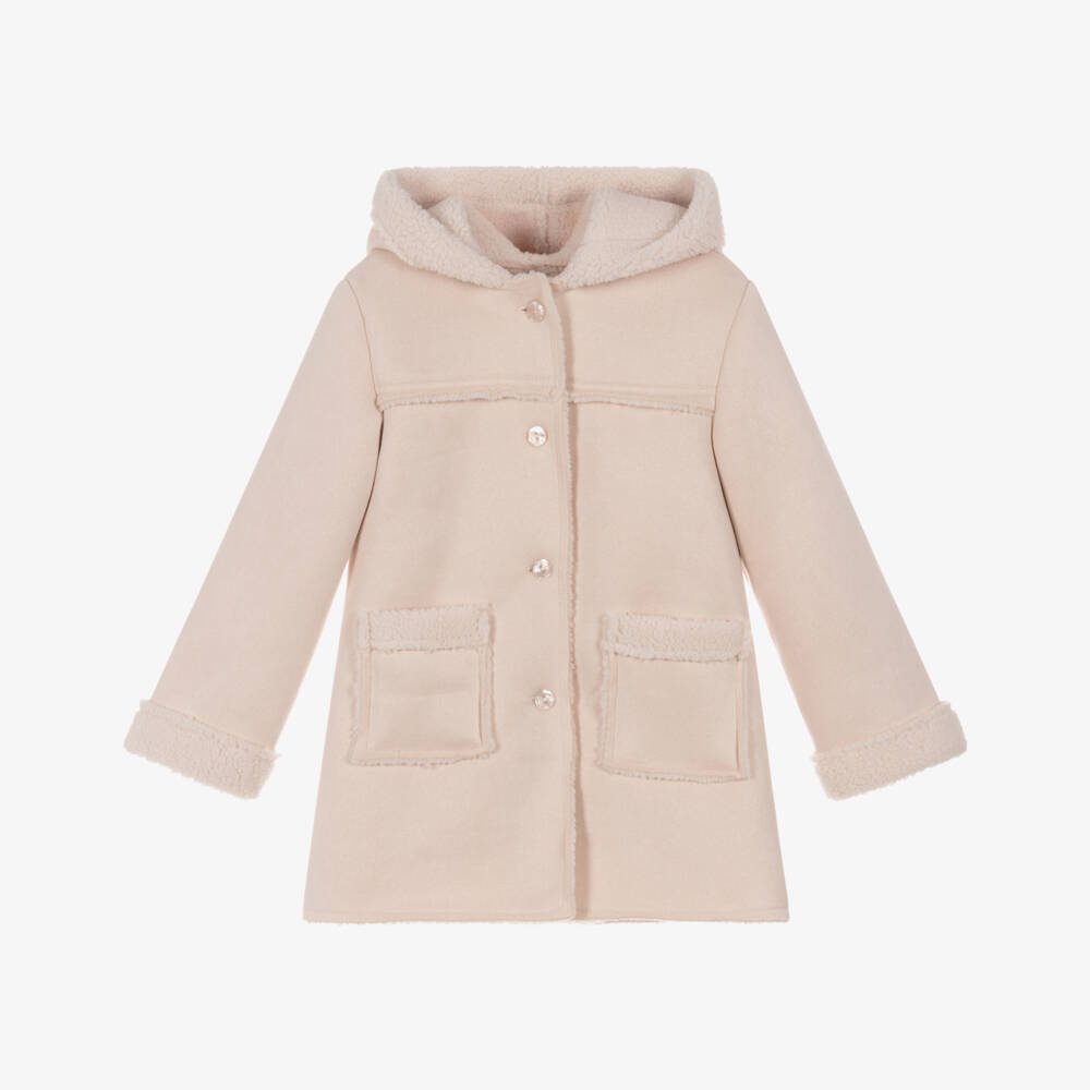 Lapin House-Girls Ivory Faux Suede & Sherpa Lined Coat | Childrensalon Outlet