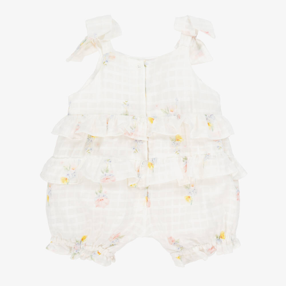 Lapin House-جمبسوت قطن عاجي مزين بالزهور للبنات | Childrensalon Outlet