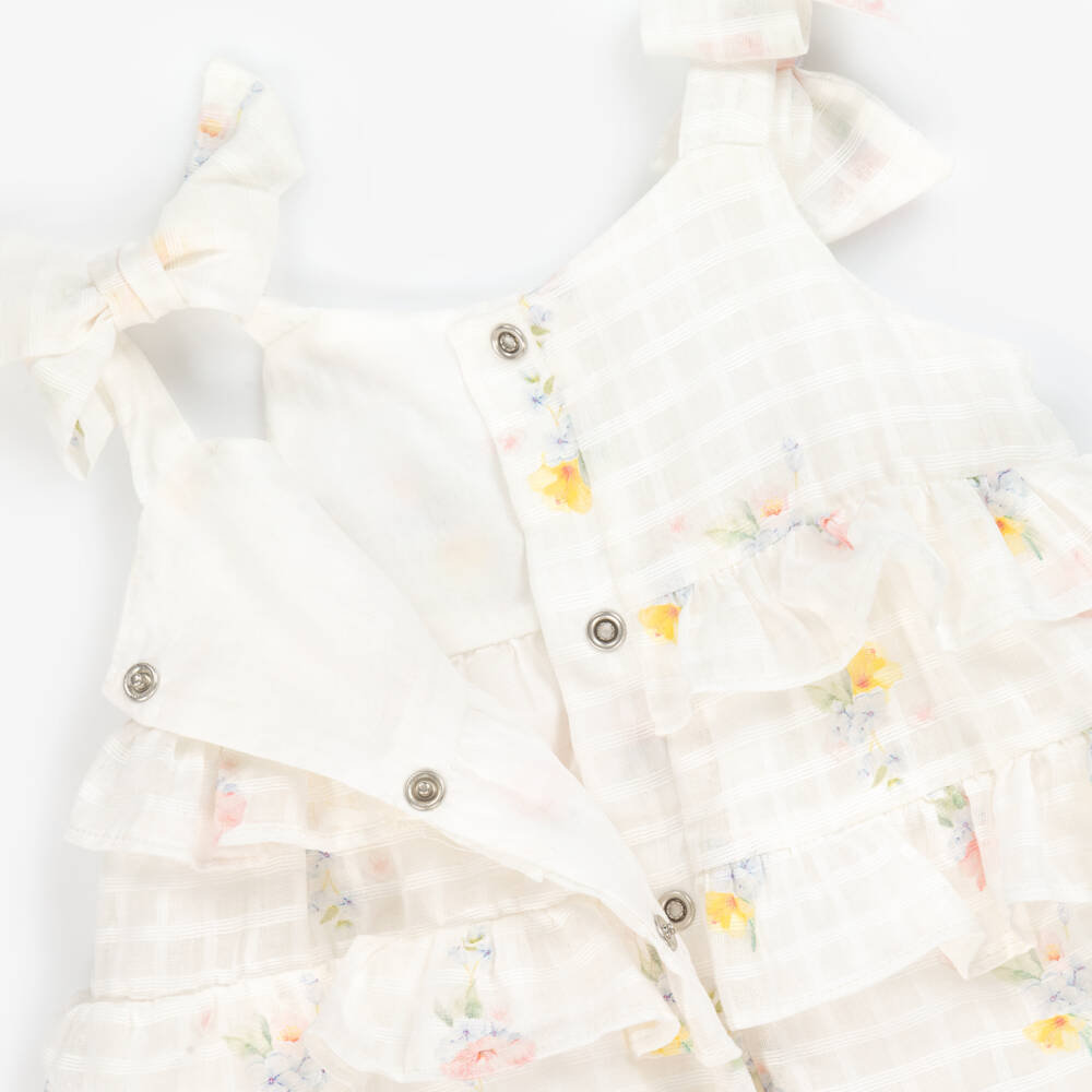 Lapin House-جمبسوت قطن عاجي مزين بالزهور للبنات | Childrensalon Outlet