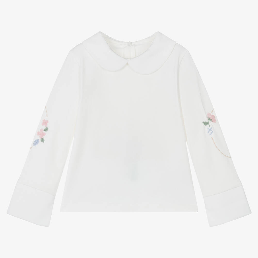 Lapin House-Кремовый топ с вышитыми цветами | Childrensalon Outlet