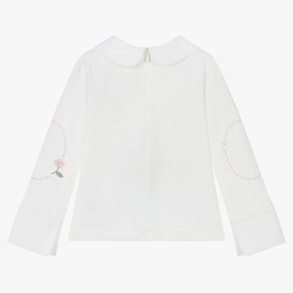 Lapin House-Girls Ivory Floral Embroidered Top | Childrensalon Outlet