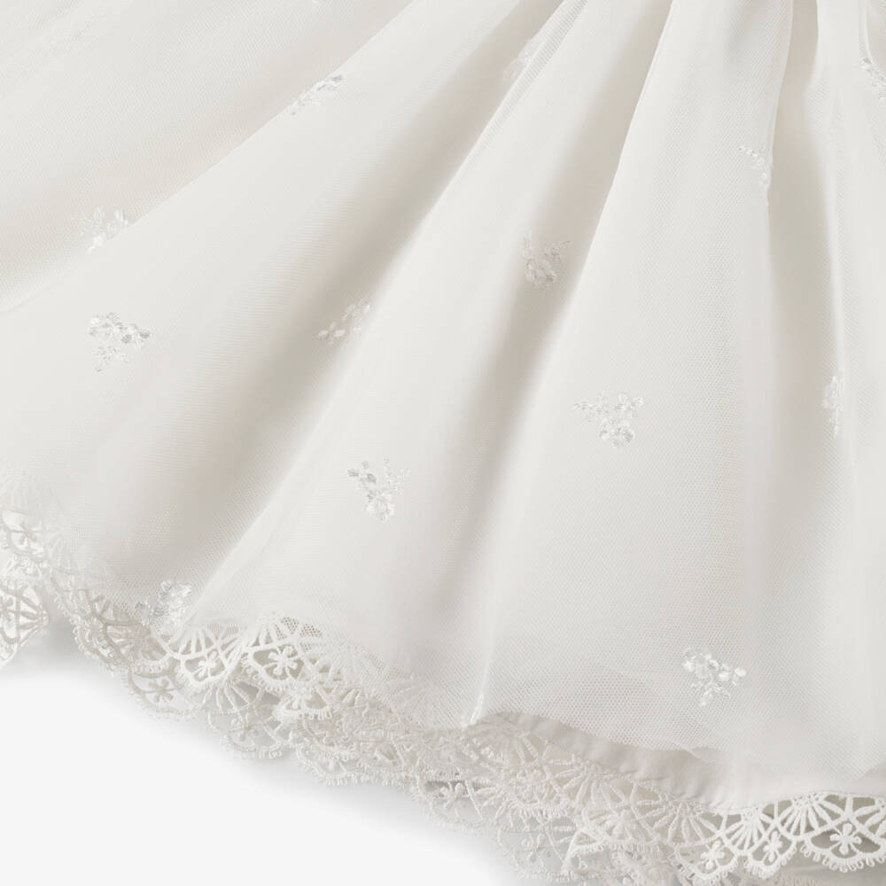Lapin House-Girls Ivory Floral Lace Tulle Dress | Childrensalon Outlet