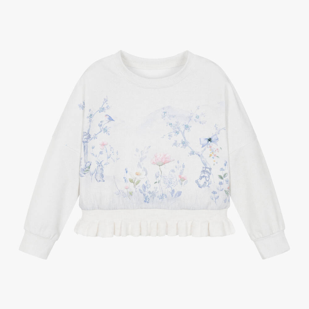 Lapin House-Girls Ivory Forest Print Sweatshirt | Childrensalon Outlet