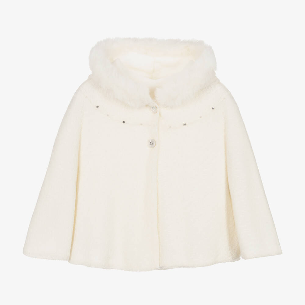 Lapin House - Girls Ivory Hooded Cape | Childrensalon