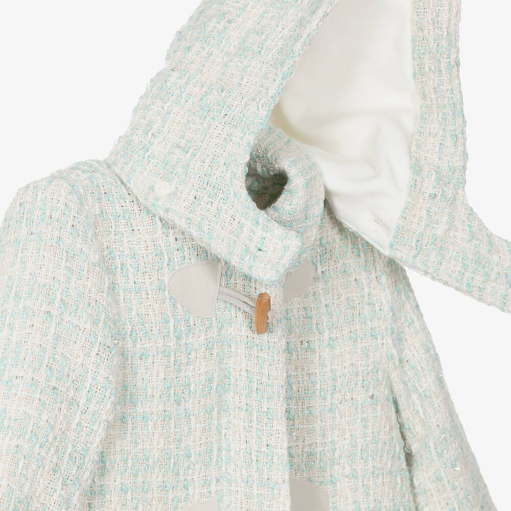 Lapin House-Girls Ivory & Mint Green Tweed Coat | Childrensalon Outlet