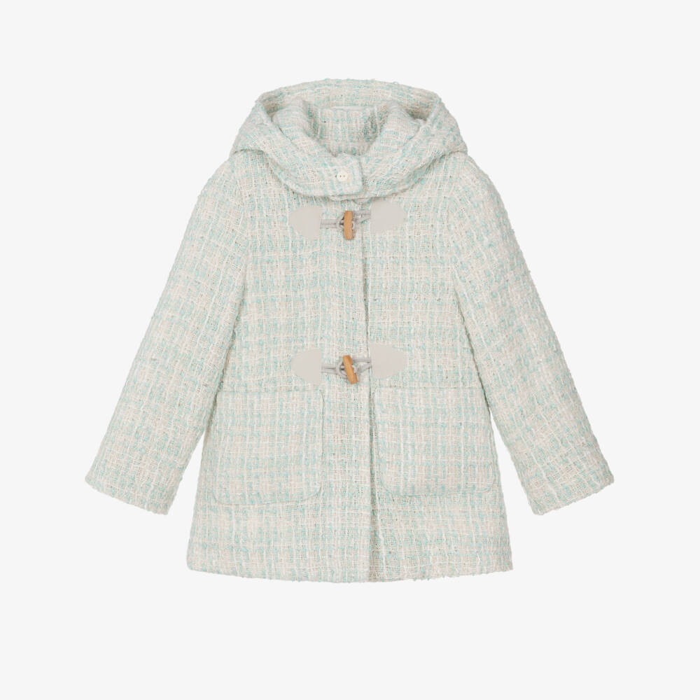 Lapin House-Girls Ivory & Mint Green Tweed Coat | Childrensalon Outlet