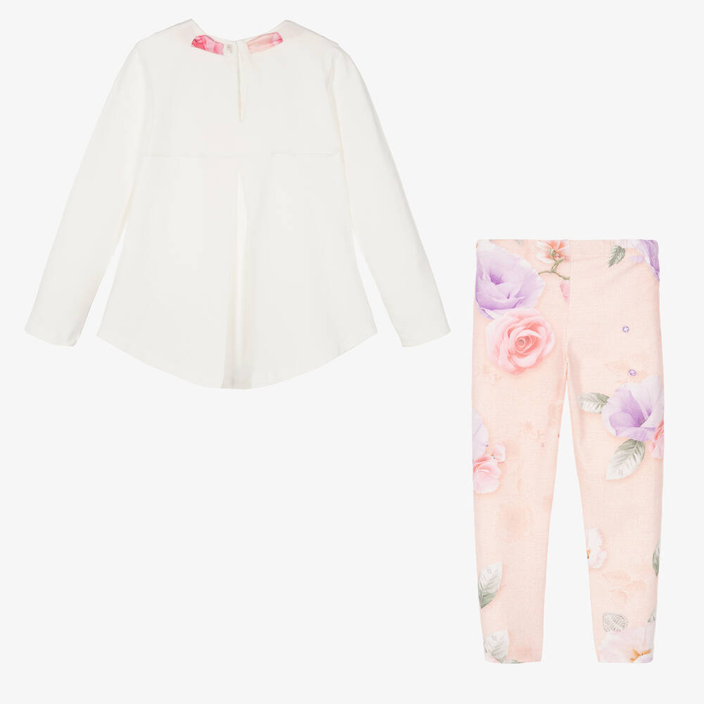 Lapin House-Кремовый топ и розовые легинсы из хлопка | Childrensalon Outlet