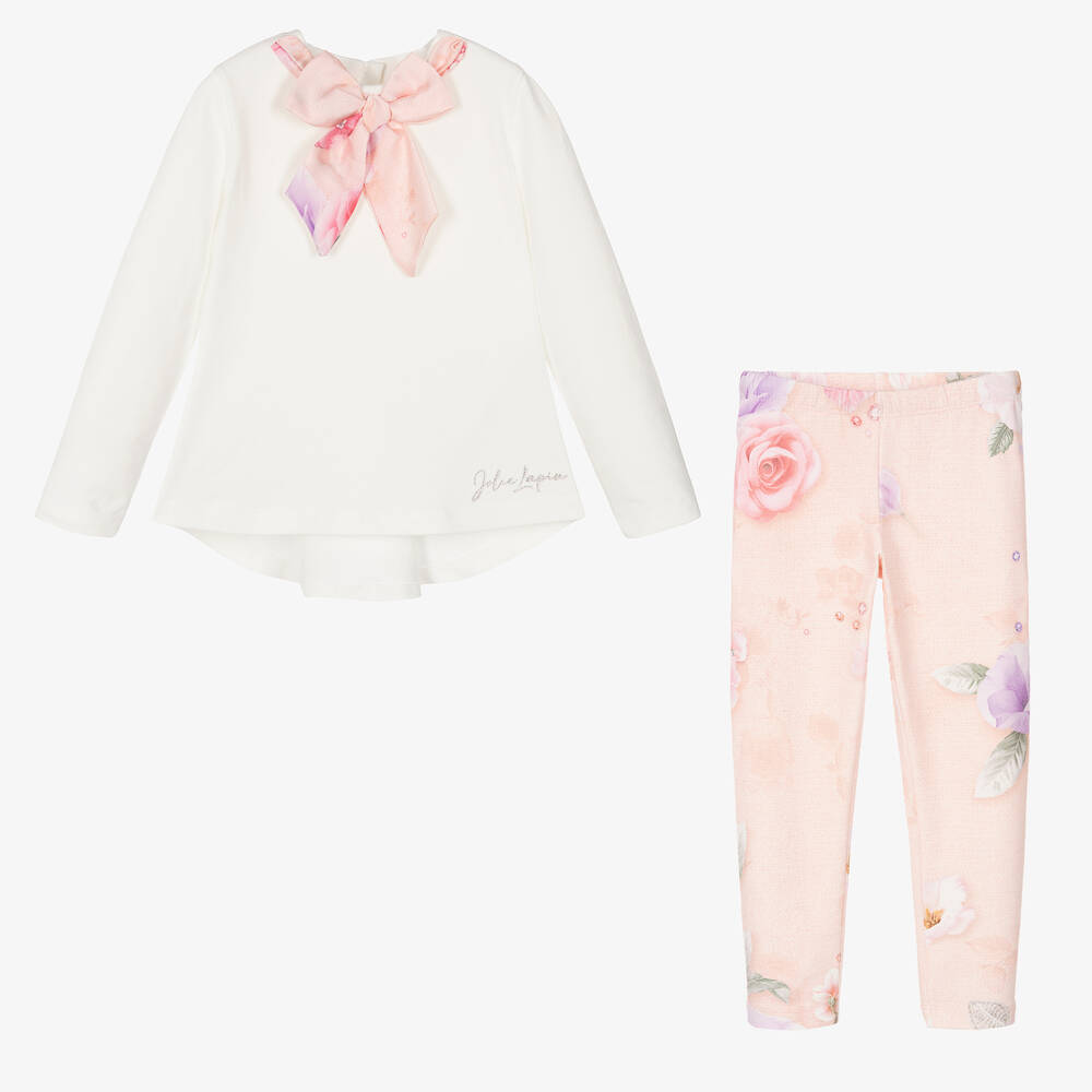 Lapin House-Кремовый топ и розовые легинсы из хлопка | Childrensalon Outlet