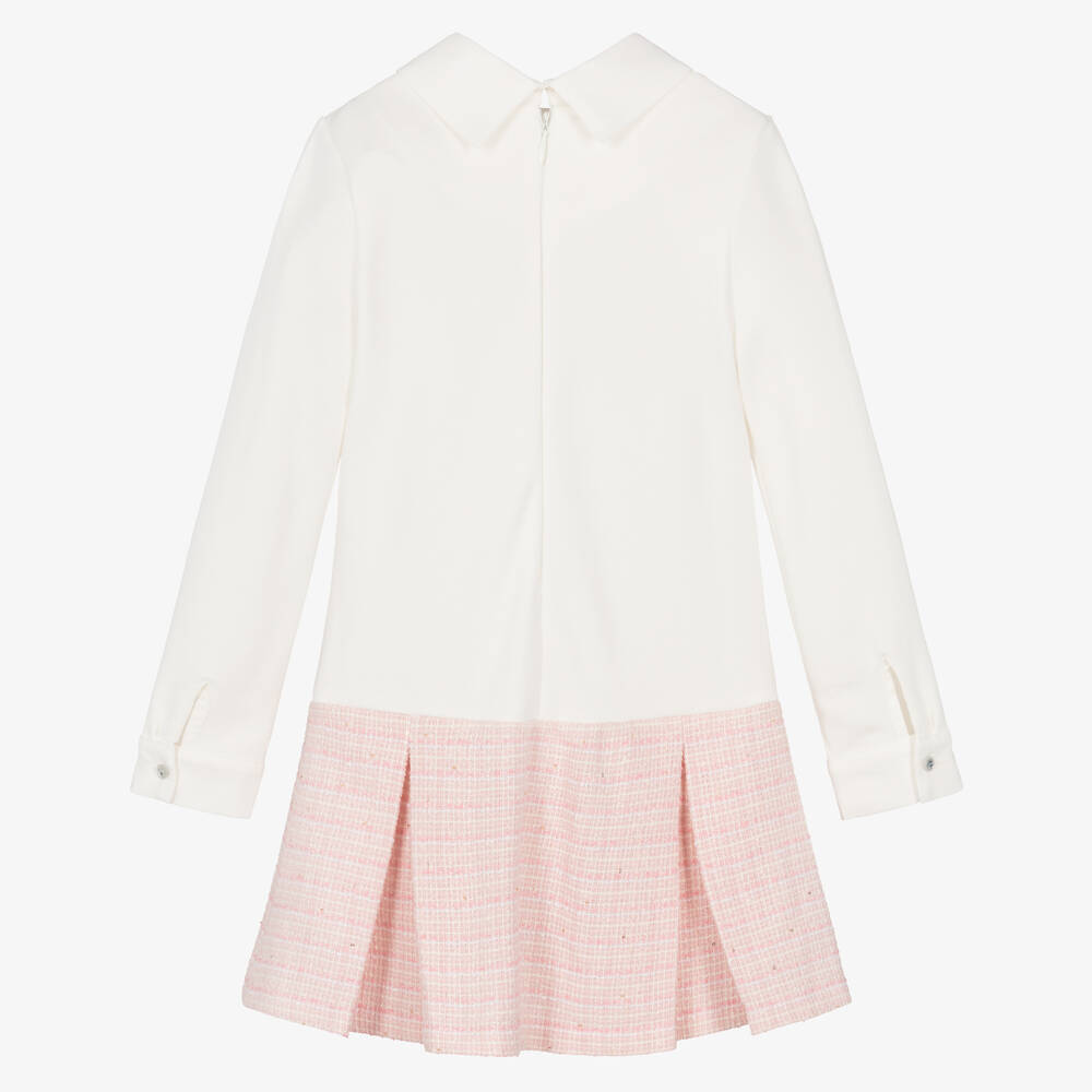 Lapin House-Girls Ivory & Pink Jersey & Tweed Dress | Childrensalon Outlet