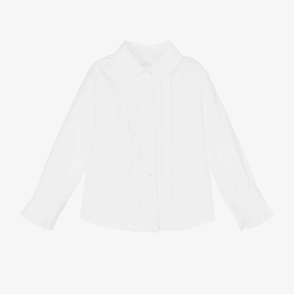 Lapin House - Girls Ivory Pleated Blouse | Childrensalon