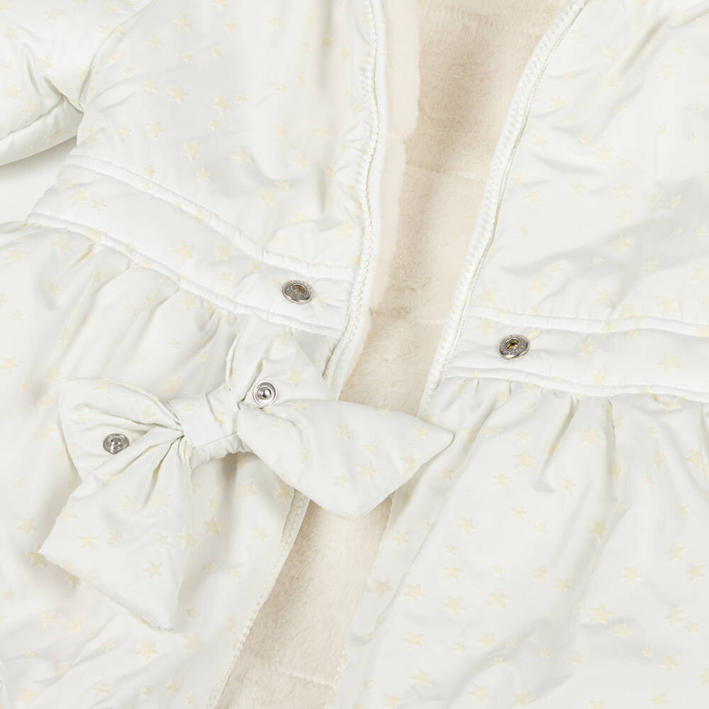 Lapin House-Girls Ivory Reversible Bow Coat | Childrensalon Outlet